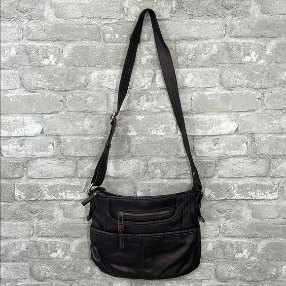 Tyler Rodan Grey Leather Crossbody Bag - Picture 1 of 10